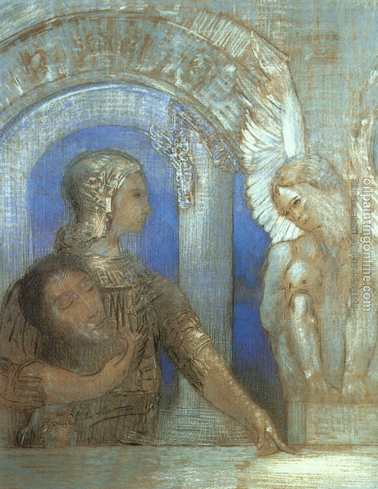 Redon, Odilon - Mystical Knight (Edipus and the Sphinx)